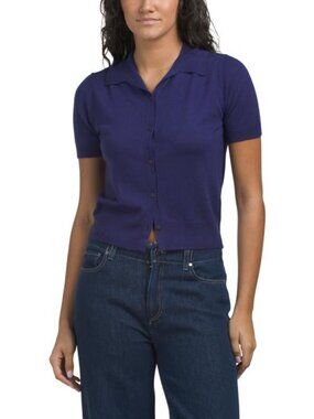 VINCE Wool Blend Collared Button-up Sweater